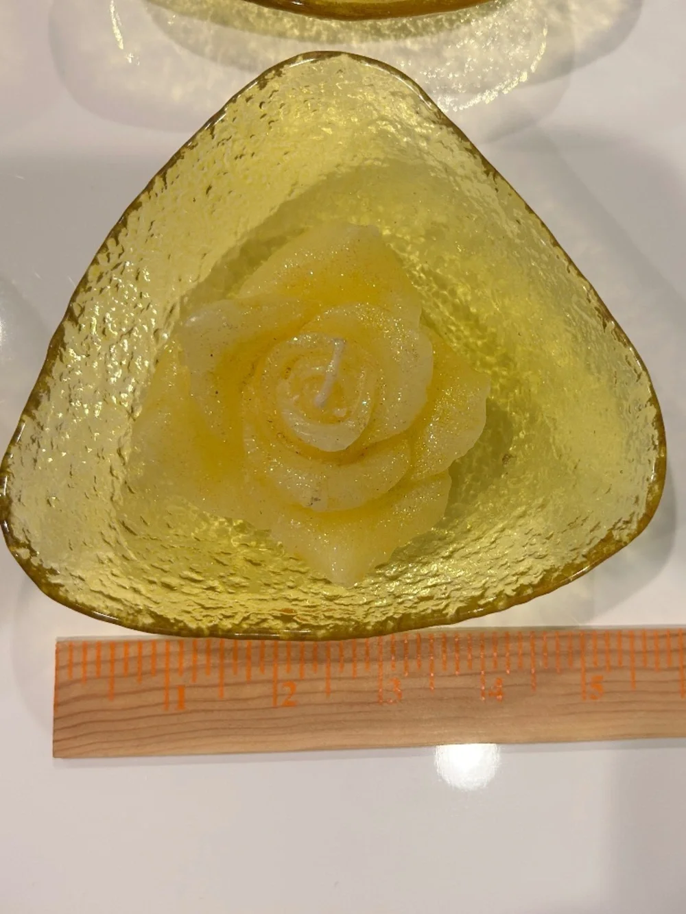 Set of Gold Glitter Rose Candles in Glass Bowls 8 Pieces Total